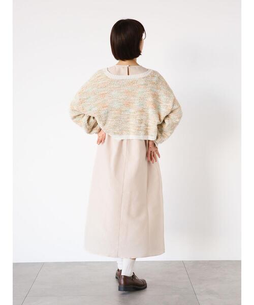 mina perhonenリボンヤーンボレロカーディガン