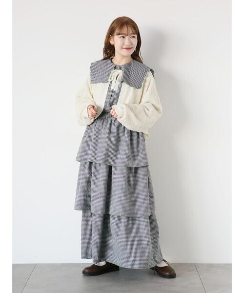 ehka sopo（エヘカソポ）の「リボンヤーンボレロ（カーディガン/ボレロ・レディース・サックスブルー/オフホワイト/オレンジ・F）」の10枚目の写真