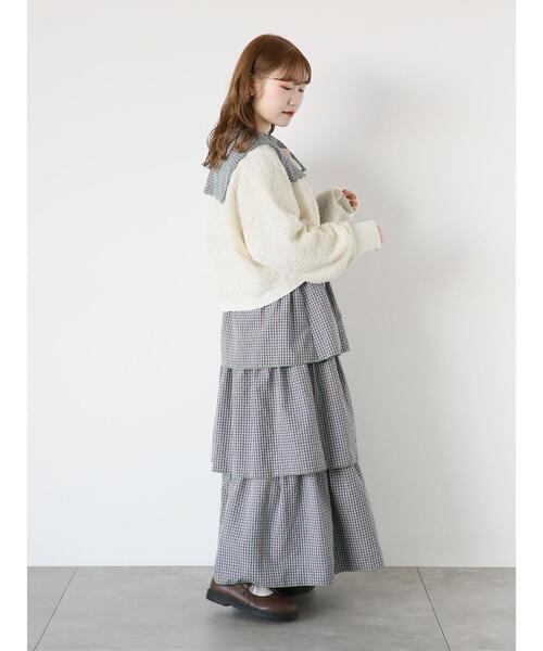 ehka sopo（エヘカソポ）の「リボンヤーンボレロ（カーディガン/ボレロ・レディース・サックスブルー/オフホワイト/オレンジ・F）」の12枚目の写真