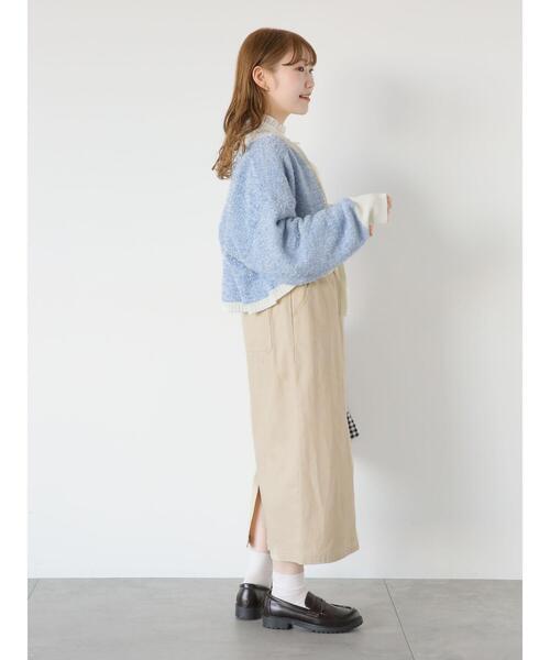 ehka sopo（エヘカソポ）の「リボンヤーンボレロ（カーディガン/ボレロ・レディース・サックスブルー/オフホワイト/オレンジ・F）」の19枚目の写真