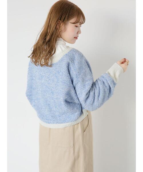 ehka sopo（エヘカソポ）の「リボンヤーンボレロ（カーディガン/ボレロ・レディース・サックスブルー/オフホワイト/オレンジ・F）」の22枚目の写真