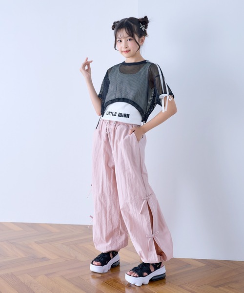 BISKEE（ビスキー）の「サイドリボン カーゴパンツ(140㎝～160㎝)（カーゴパンツ・キッズ・ブラック/ピンク/オフホワイト/グレー/サックスブルー/ベージュ・150cm/140cm/160cm/130cm）」の14枚目の写真