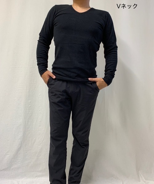 VIBGYOR(ヴィブジョー)の「スパンフライス 長袖 クルーネック&Vネック(Tシャツ/カットソー・メンズ・ブラック/グレー系その他/杢グレー/ホワイト/ホワイト系その他/ブラック系その他・MEDIUM/LARGE)」の4枚目の写真