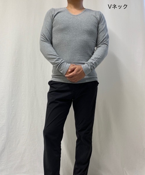 VIBGYOR(ヴィブジョー)の「スパンフライス 長袖 クルーネック&Vネック(Tシャツ/カットソー・メンズ・ブラック/グレー系その他/杢グレー/ホワイト/ホワイト系その他/ブラック系その他・MEDIUM/LARGE)」の6枚目の写真