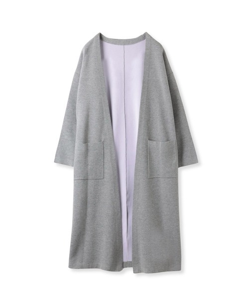 VICKY（ビッキー）の「【春アウター】Wフェイスニットコート《手洗い可能》（ノーカラーコート・レディース・グレー系その他/ベージュ系その他・M）」の3枚目の写真