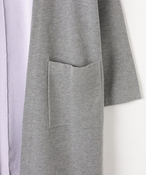 VICKY（ビッキー）の「【春アウター】Wフェイスニットコート《手洗い可能》（ノーカラーコート・レディース・グレー系その他/ベージュ系その他・M）」の4枚目の写真