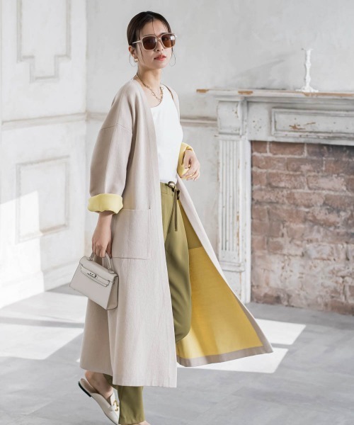 VICKY（ビッキー）の「【春アウター】Wフェイスニットコート《手洗い可能》（ノーカラーコート・レディース・グレー系その他/ベージュ系その他・M）」の19枚目の写真