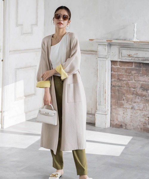 VICKY（ビッキー）の「【春アウター】Wフェイスニットコート《手洗い可能》（ノーカラーコート・レディース・グレー系その他/ベージュ系その他・M）」の20枚目の写真