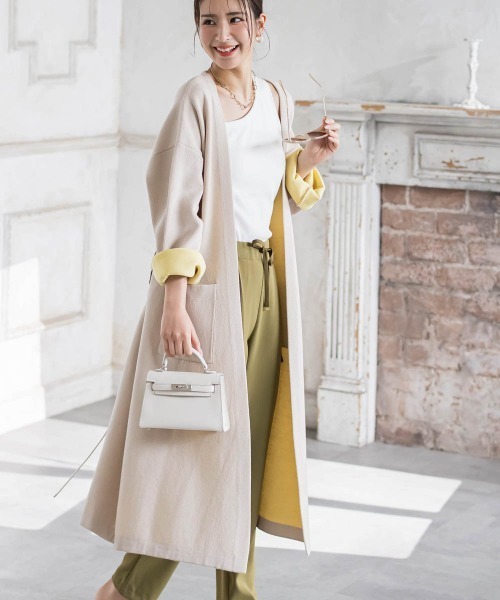 VICKY（ビッキー）の「【春アウター】Wフェイスニットコート《手洗い可能》（ノーカラーコート・レディース・グレー系その他/ベージュ系その他・M）」の13枚目の写真