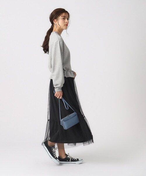 DRESKIP(ドレスキップ)の「◆【無理せずキレイ】一枚でサマになる チュールドッキング裏毛ワンピース(ワンピース・レディース・グレー/ブラック/ライトベージュ・02/03/04)」の8枚目の写真