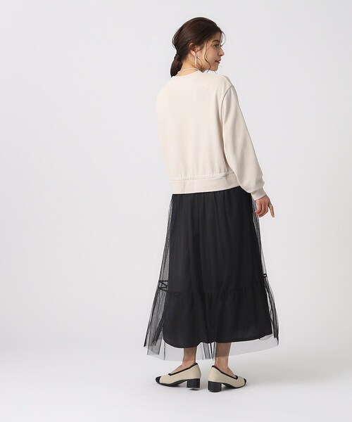 DRESKIP(ドレスキップ)の「◆【無理せずキレイ】一枚でサマになる チュールドッキング裏毛ワンピース(ワンピース・レディース・グレー/ブラック/ライトベージュ・02/03/04)」の20枚目の写真