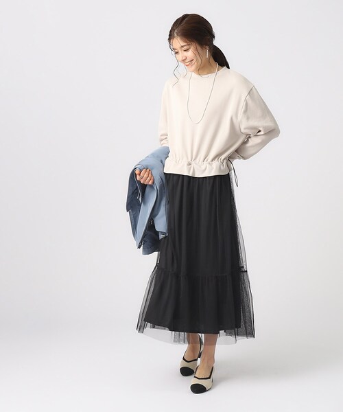 DRESKIP(ドレスキップ)の「◆【無理せずキレイ】一枚でサマになる チュールドッキング裏毛ワンピース(ワンピース・レディース・グレー/ブラック/ライトベージュ・02/03/04)」の21枚目の写真