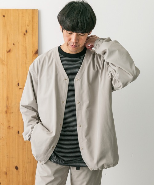 archi（アーキ）　ノーカラージャケット any SiS｜リップルボーダーストレッチ ノーカラージャケット