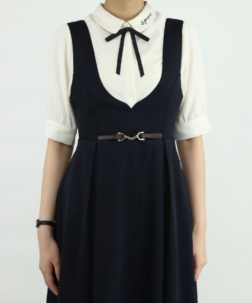 F i.n.t(フィント)の「【新色追加】リボンタイ付きロゴ刺繍衿ブラウス/fint(シャツ/ブラウス・レディース・ミント/オフホワイト/ライトグレー・FREE)」の7枚目の写真