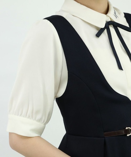 F i.n.t(フィント)の「【新色追加】リボンタイ付きロゴ刺繍衿ブラウス/fint(シャツ/ブラウス・レディース・ミント/オフホワイト/ライトグレー・FREE)」の10枚目の写真