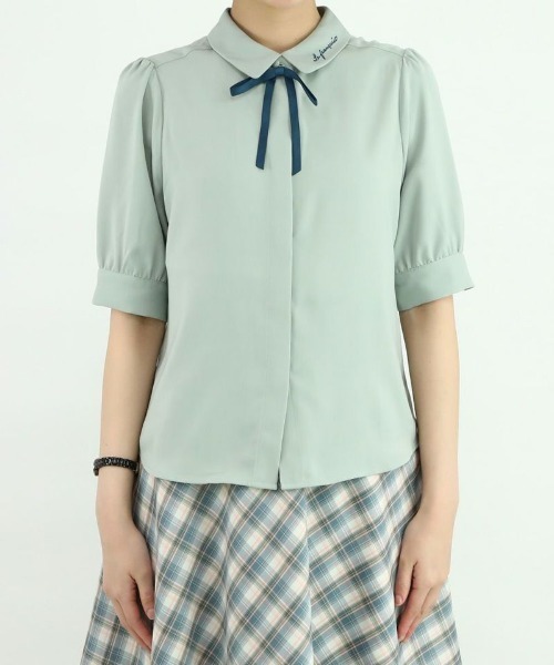 F i.n.t(フィント)の「【新色追加】リボンタイ付きロゴ刺繍衿ブラウス/fint(シャツ/ブラウス・レディース・ミント/オフホワイト/ライトグレー・FREE)」の16枚目の写真