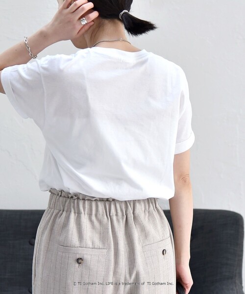 Curensology◆Tシャツ/FREE/コットン/WHT// セール】quaranciel:〈洗濯機可能〉LIFE フォト コットン T
