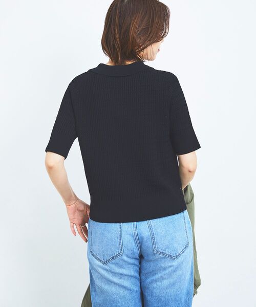 le.coeur blanc（ルクールブラン）の「柄アミエリツキニットカーディガン（カーディガン/ボレロ・レディース・オフホワイト/ブラック・38）」の18枚目の写真