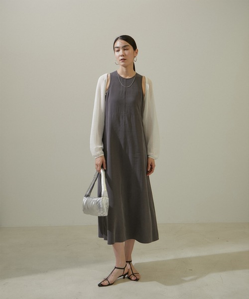 SALON adam et rope'（サロン アダム エ ロペ）の「シアーメッシュボレロ【洗える】（カーディガン/ボレロ・レディース・チャコールグレー/オフホワイト・FREE）」の9枚目の写真