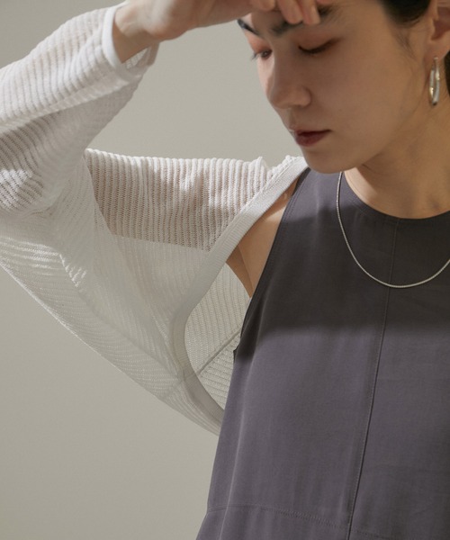 SALON adam et rope'（サロン アダム エ ロペ）の「シアーメッシュボレロ【洗える】（カーディガン/ボレロ・レディース・チャコールグレー/オフホワイト・FREE）」の10枚目の写真