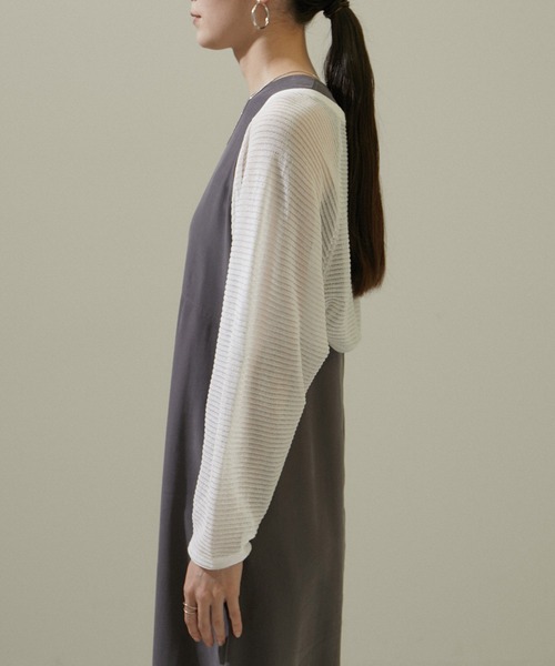 SALON adam et rope'（サロン アダム エ ロペ）の「シアーメッシュボレロ【洗える】（カーディガン/ボレロ・レディース・チャコールグレー/オフホワイト・FREE）」の13枚目の写真