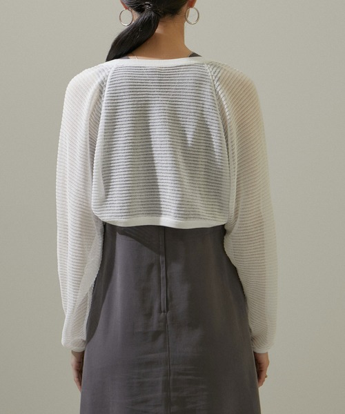 SALON adam et rope'（サロン アダム エ ロペ）の「シアーメッシュボレロ【洗える】（カーディガン/ボレロ・レディース・チャコールグレー/オフホワイト・FREE）」の14枚目の写真