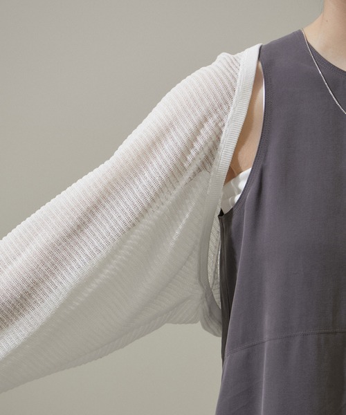 SALON adam et rope'（サロン アダム エ ロペ）の「シアーメッシュボレロ【洗える】（カーディガン/ボレロ・レディース・チャコールグレー/オフホワイト・FREE）」の16枚目の写真