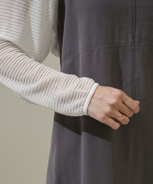 SALON adam et rope'（サロン アダム エ ロペ）の「シアーメッシュボレロ【洗える】（カーディガン/ボレロ・レディース・チャコールグレー/オフホワイト・FREE）」の17枚目の写真