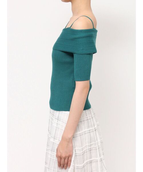 MERCURYDUO（マーキュリーデュオ）の「アシンメトリーワンショルニット（ニット/セーター・レディース・グリーン/パープル/ブラウン/オフホワイト/ブラック・FREE）」の10枚目の写真