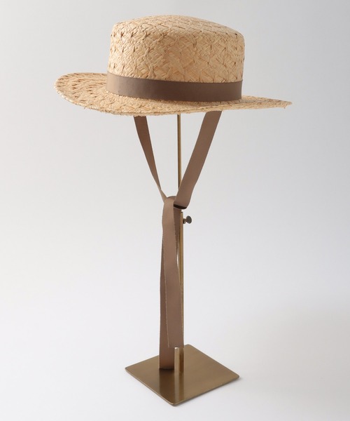 Jines(ジネス)の「リボン付きストローハット(ハット・レディース・ベージュ/ブラック・フリー)」の4枚目の写真