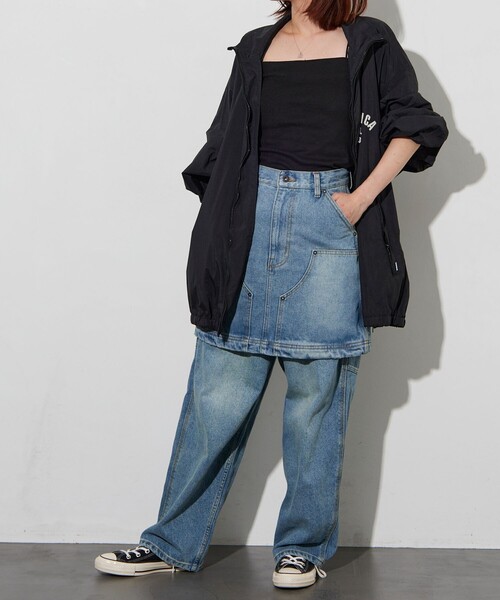 FREAK'S STORE(フリークスストア)の「NAUTICA/ノーティカ クラッシュドミニスカート/デニムミニスカート(デニムスカート・レディース・ベージュ/ネイビー・ONE SIZE)」の10枚目の写真