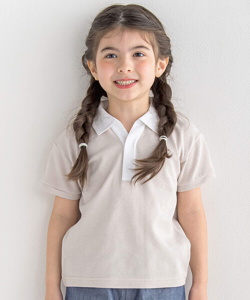 【セール】スキッパーカラーカノコ半袖ポロシャツ(100~140cm)（ポロシャツ）｜BeBe（ベベ）