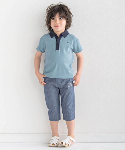 BeBe（ベベ）の「スキッパーカラーカノコ半袖ポロシャツ(100~140cm)（ポロシャツ・キッズ・ブルー/ベージュ・110cm/100cm/120cm/130cm/140cm）」の4枚目の写真