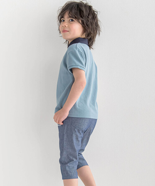 BeBe（ベベ）の「スキッパーカラーカノコ半袖ポロシャツ(100~140cm)（ポロシャツ・キッズ・ブルー/ベージュ・110cm/100cm/120cm/130cm/140cm）」の5枚目の写真