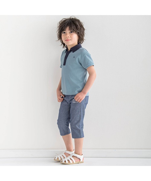 BeBe（ベベ）の「スキッパーカラーカノコ半袖ポロシャツ(100~140cm)（ポロシャツ・キッズ・ブルー/ベージュ・110cm/100cm/120cm/130cm/140cm）」の3枚目の写真