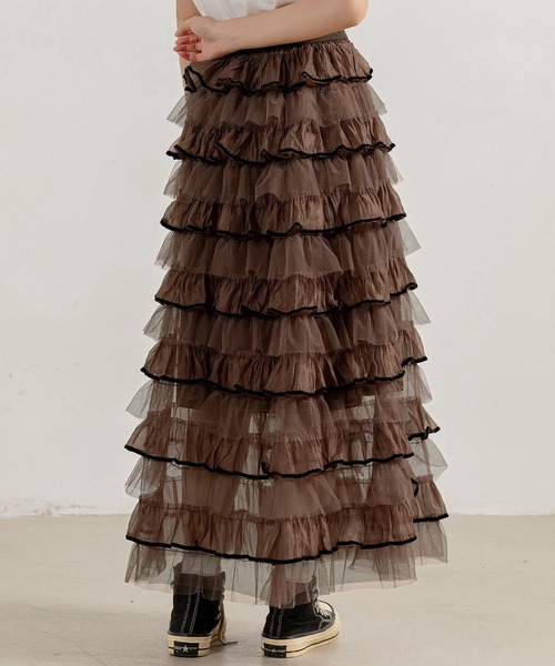 レディース ティアードフリルロングスカート（スカート）｜DAY CLOSET  