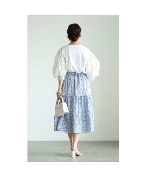Sawa a la mode（サワアラモード）の「花刺繍レースのティアードスカート（スカート・レディース・ブルー/ブラック・FREE）」の15枚目の写真