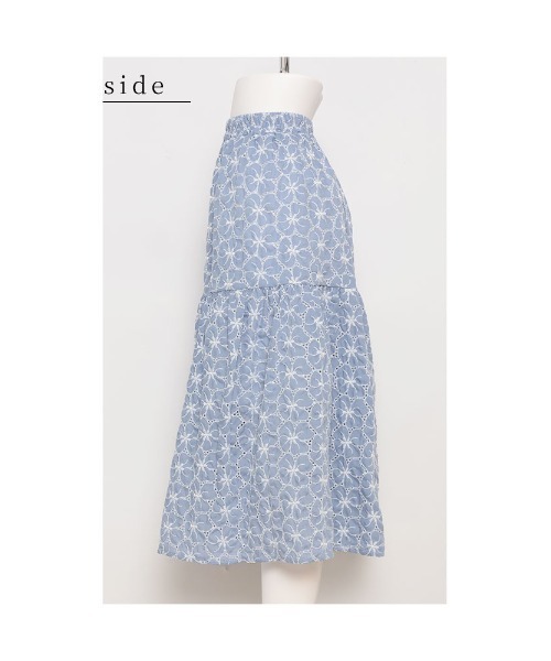 Sawa a la mode（サワアラモード）の「花刺繍レースのティアードスカート（スカート・レディース・ブルー/ブラック・FREE）」の22枚目の写真