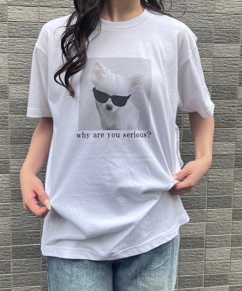 fiere（フィエール）の「子犬プリント半袖Tシャツ（Tシャツ/カットソー・レディース・ホワイト・L/M/S/XL）」の5枚目の写真