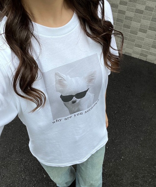 fiere（フィエール）の「子犬プリント半袖Tシャツ（Tシャツ/カットソー・レディース・ホワイト・L/M/S/XL）」の3枚目の写真