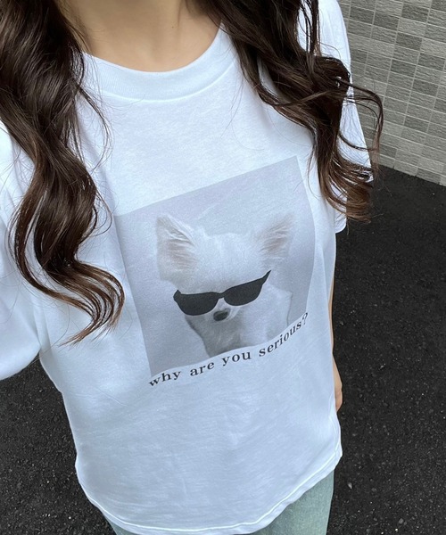 fiere（フィエール）の「子犬プリント半袖Tシャツ（Tシャツ/カットソー・レディース・ホワイト・L/M/S/XL）」の4枚目の写真
