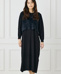 INED CLARO | 【2点セット】シャギーベスト+ニットワンピース(アンサンブル)