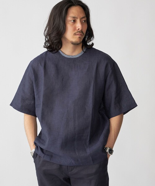 SHIPS（シップス）の「SHIPS: Herdmans リネン 2WAY プルオーバー Tシャツ（Tシャツ/カットソー・メンズ・ネイビー/コバルトブルー/ホワイト/カーキ・SMALL/MEDIUM/LARGE/X-LARGE）」の3枚目の写真