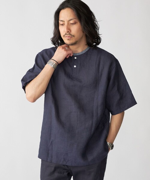 セール】SHIPS: Herdmans リネン 2WAY プルオーバー Tシャツ（T