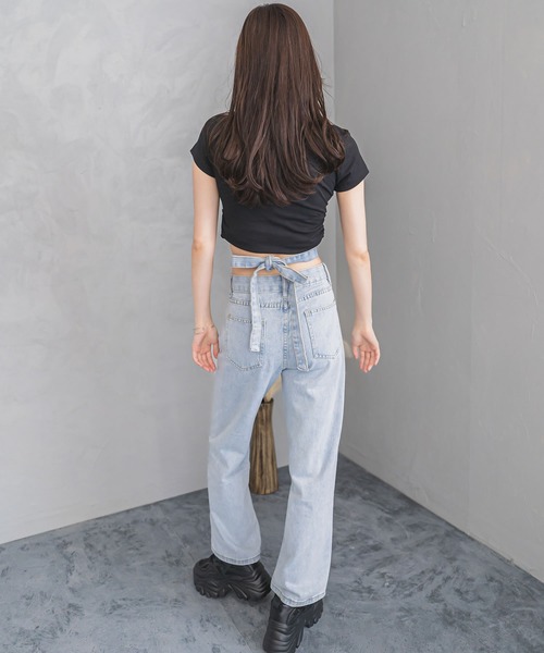 madrepadre(マドレパドレ)の「ラインストーン付きリボンプリントTシャツ(Tシャツ/カットソー・レディース・ブラック/グレー・SMALL/MEDIUM)」の8枚目の写真