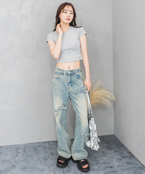 madrepadre(マドレパドレ)の「ラインストーン付きリボンプリントTシャツ(Tシャツ/カットソー・レディース・ブラック/グレー・SMALL/MEDIUM)」の12枚目の写真