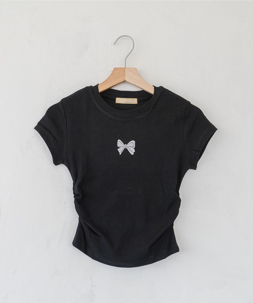 madrepadre(マドレパドレ)の「ラインストーン付きリボンプリントTシャツ(Tシャツ/カットソー・レディース・ブラック/グレー・SMALL/MEDIUM)」の17枚目の写真