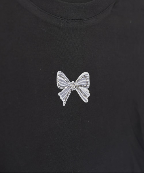 madrepadre(マドレパドレ)の「ラインストーン付きリボンプリントTシャツ(Tシャツ/カットソー・レディース・ブラック/グレー・SMALL/MEDIUM)」の20枚目の写真