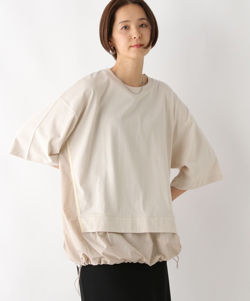 LEPSIM(レプシィム)の「異素材切り替えチュニック 129975(Tシャツ/カットソー・レディース・グレイッシュベージュ/オフホワイト/チャコールグレー・FREE)」の3枚目の写真