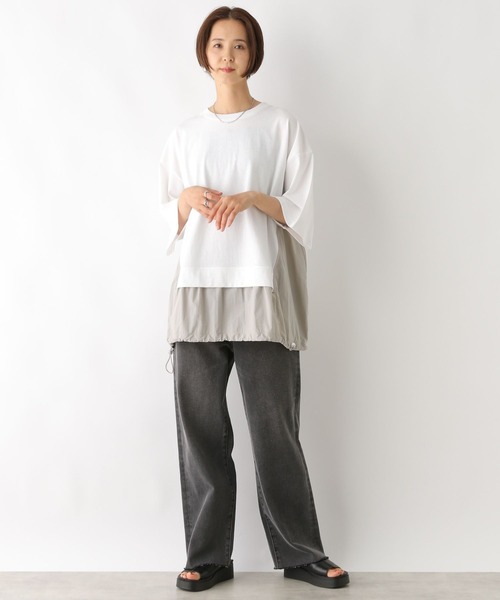 LEPSIM(レプシィム)の「異素材切り替えチュニック 129975(Tシャツ/カットソー・レディース・グレイッシュベージュ/オフホワイト/チャコールグレー・FREE)」の13枚目の写真
